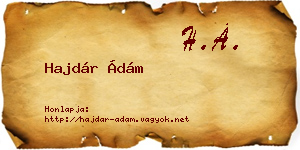 Hajdár Ádám névjegykártya
